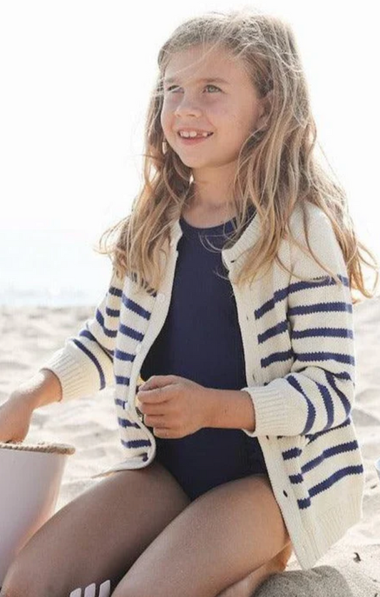 Minnow Unisex Breton Stripe Knit Cardigan