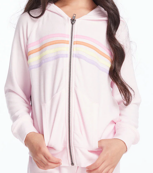 Chaser Kids Girls Pinky Rainbow Zip Up Hoodie