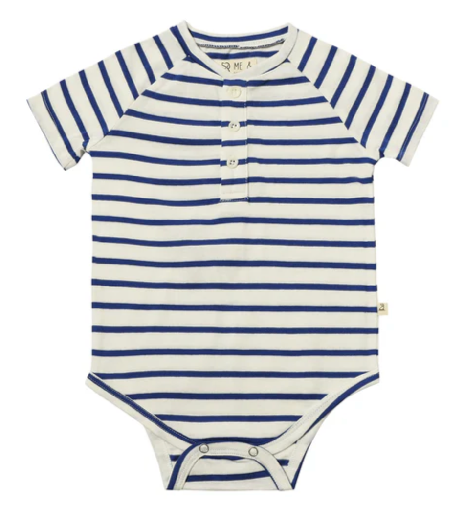 Me and Henry Raglan Onesie - Royal Blue/White Stripe