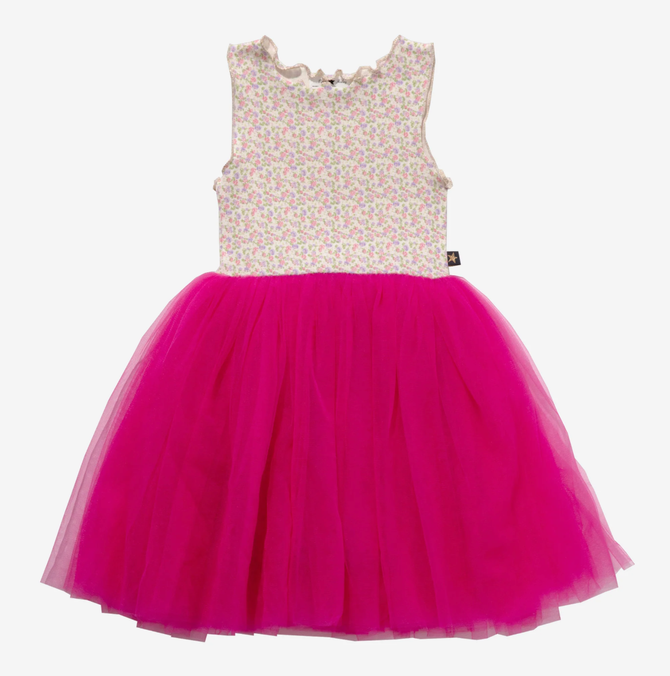 Petite Hailey Vintage Flower Tutu Dress - Fuchsia