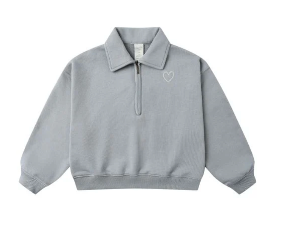 Rylee + Cru Quarter Zip Sweatshirt in Dusty Blue
