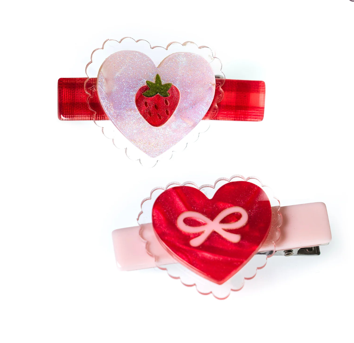 Lilies & Roses Sweetheart Strawberry Shimmer Hair Clips