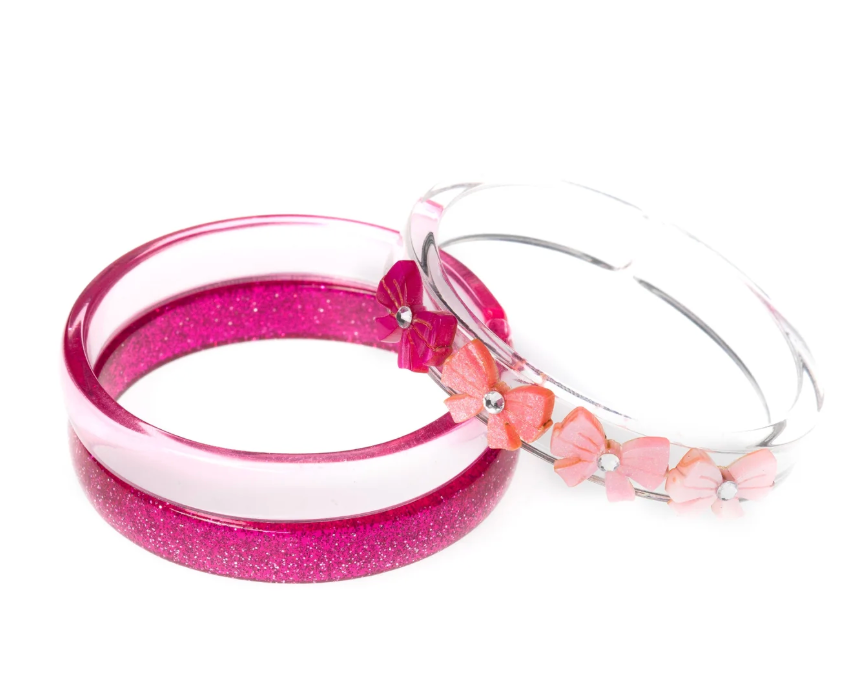 Lilies & Roses Bows Shimmer Pink Bangles
