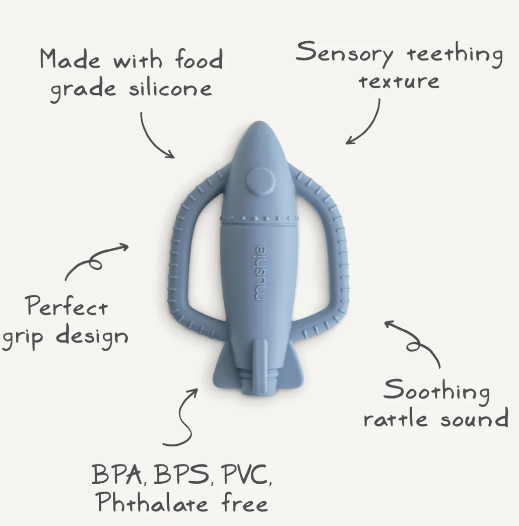 Mushie Rocket Rattle Teether