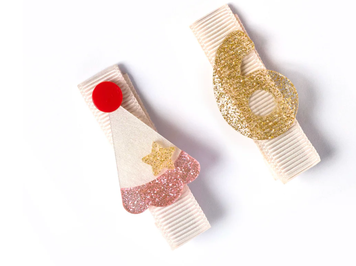 Lilies & Roses Party Hat and Number Hair Clips