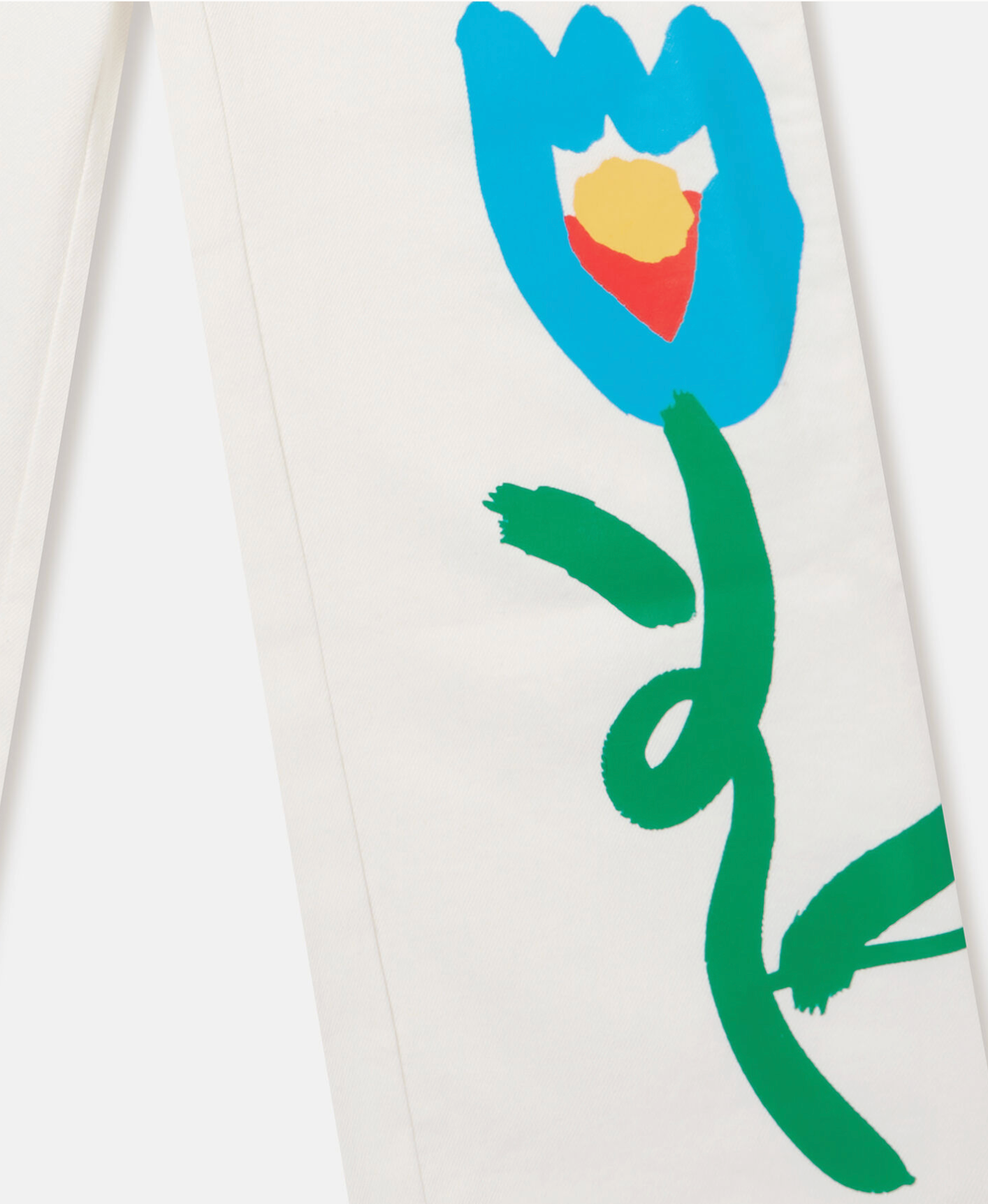 Stella McCartney Kids Girl Gabardine Pants With Flower Graphic White