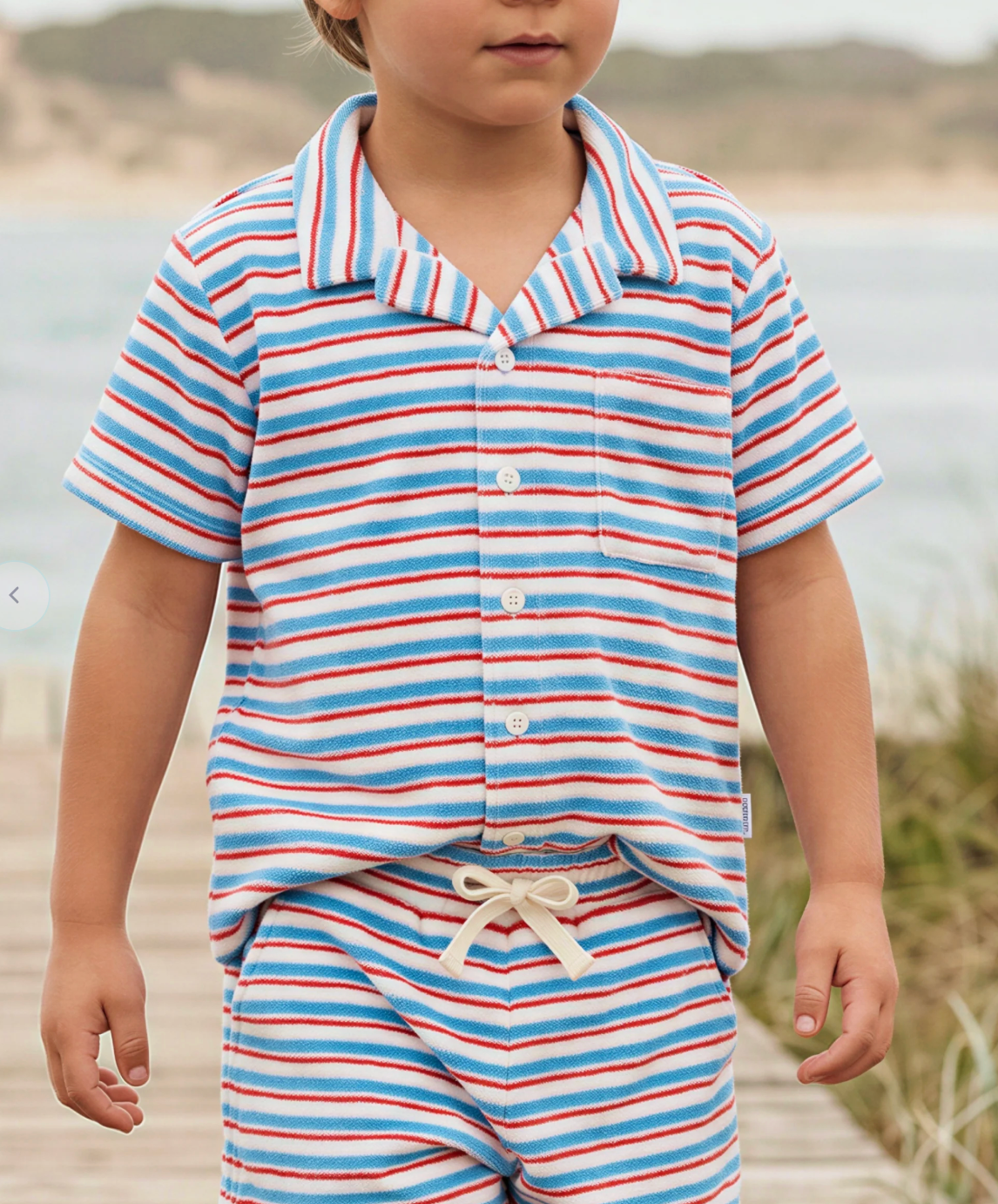 Minnow Boys Jetty Stripe French Terry Button Up