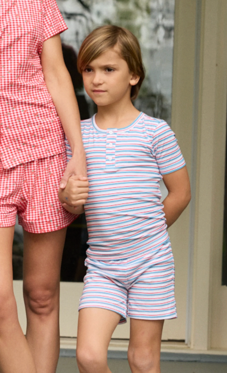 Minnow Unisex Jetty Stripe Shirt and Short Pima Pajama Set