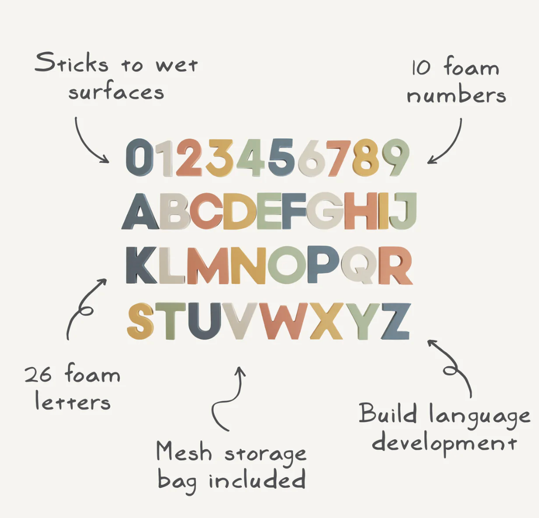 Mushie Letters & Numbers Bath Play Set