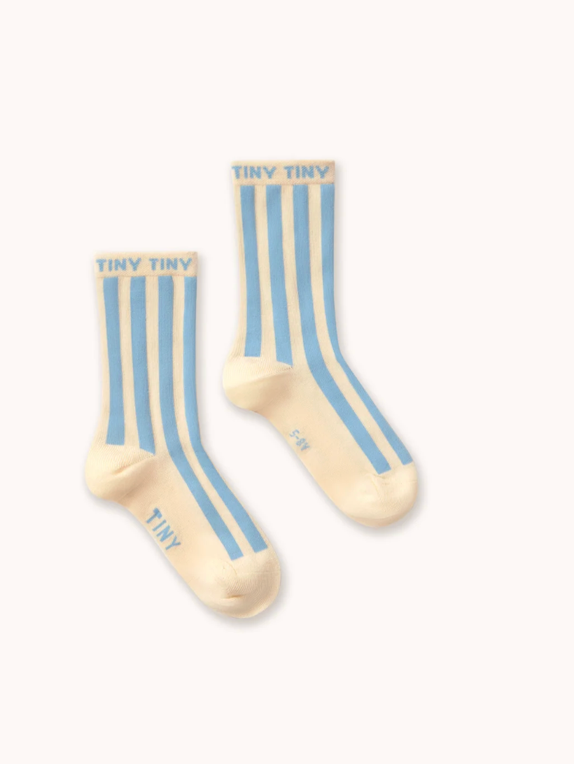 Tiny Cottons Stripes Medium Socks Denim Blue