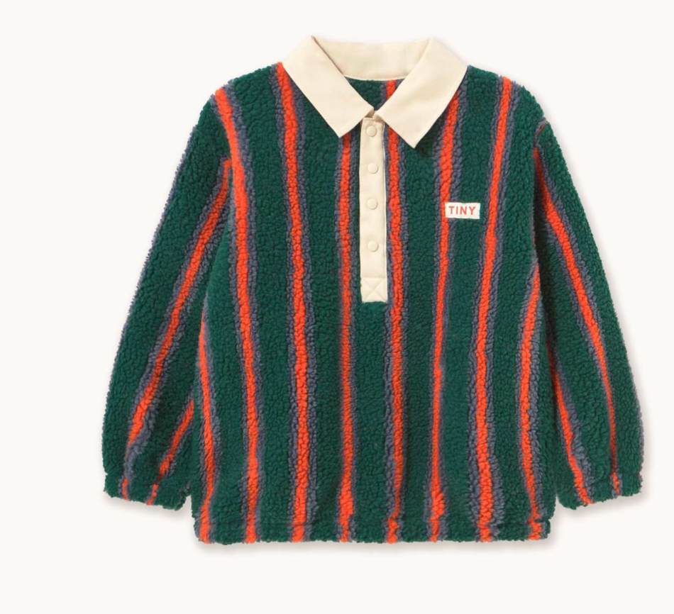 Tiny Cottons Multicolor Stripes Sherpa Collar Sweatshirt