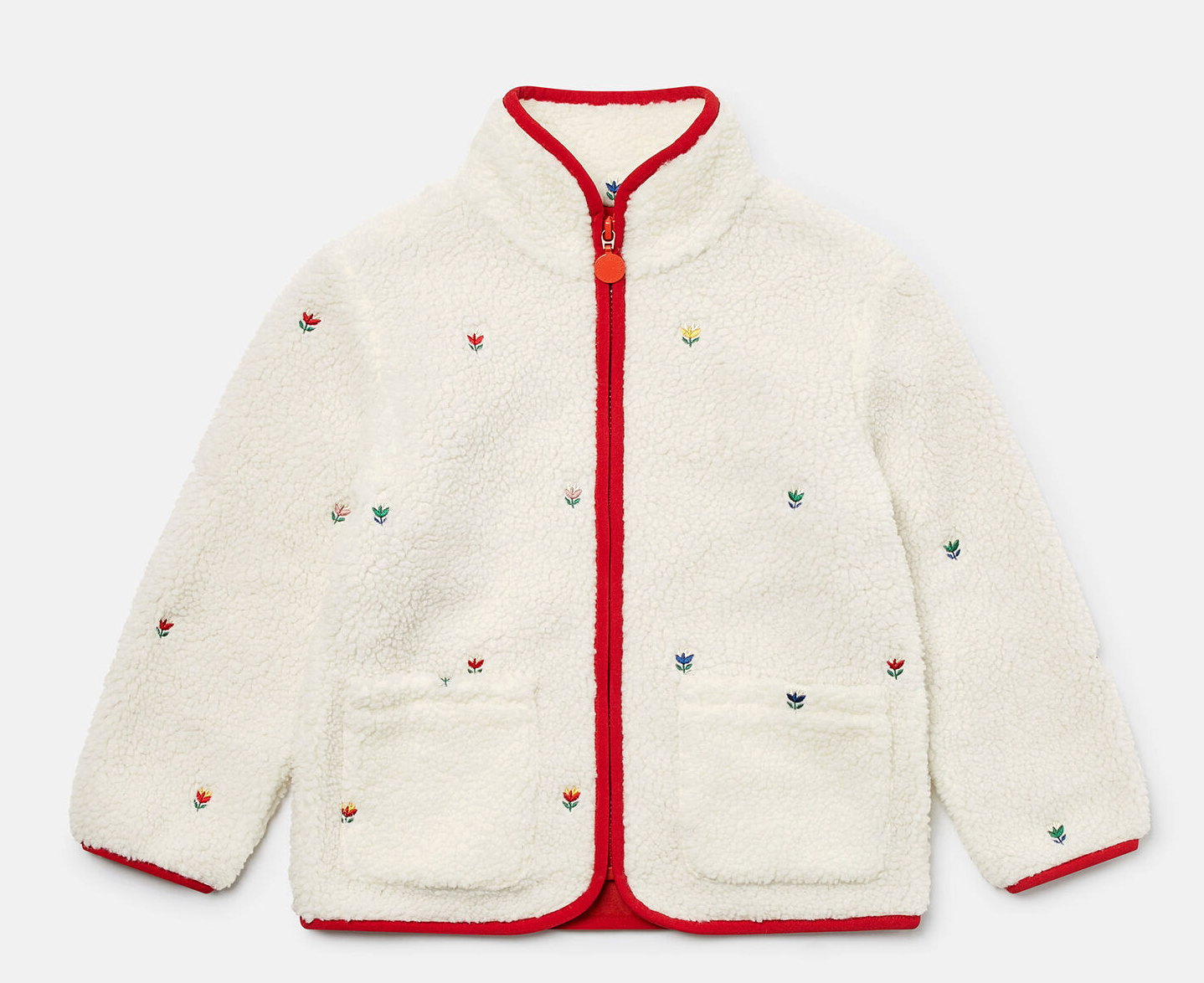 Stella McCartney Girl Sherpa Jacket with Tulip Embroidery