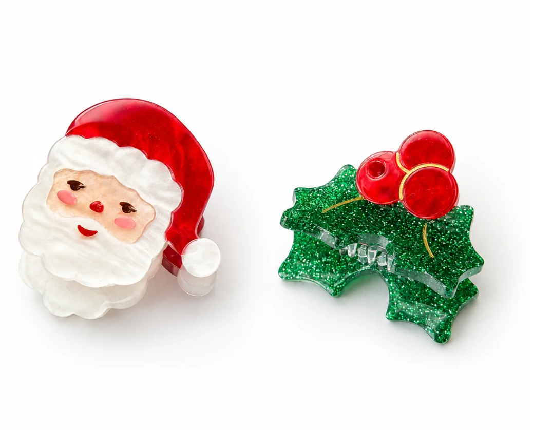 Lilies and Roses Santa Holly Berry Hair Claws