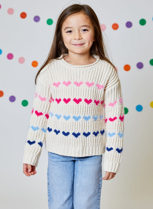 Design History Tan Suede Rainbow Heart Sweater