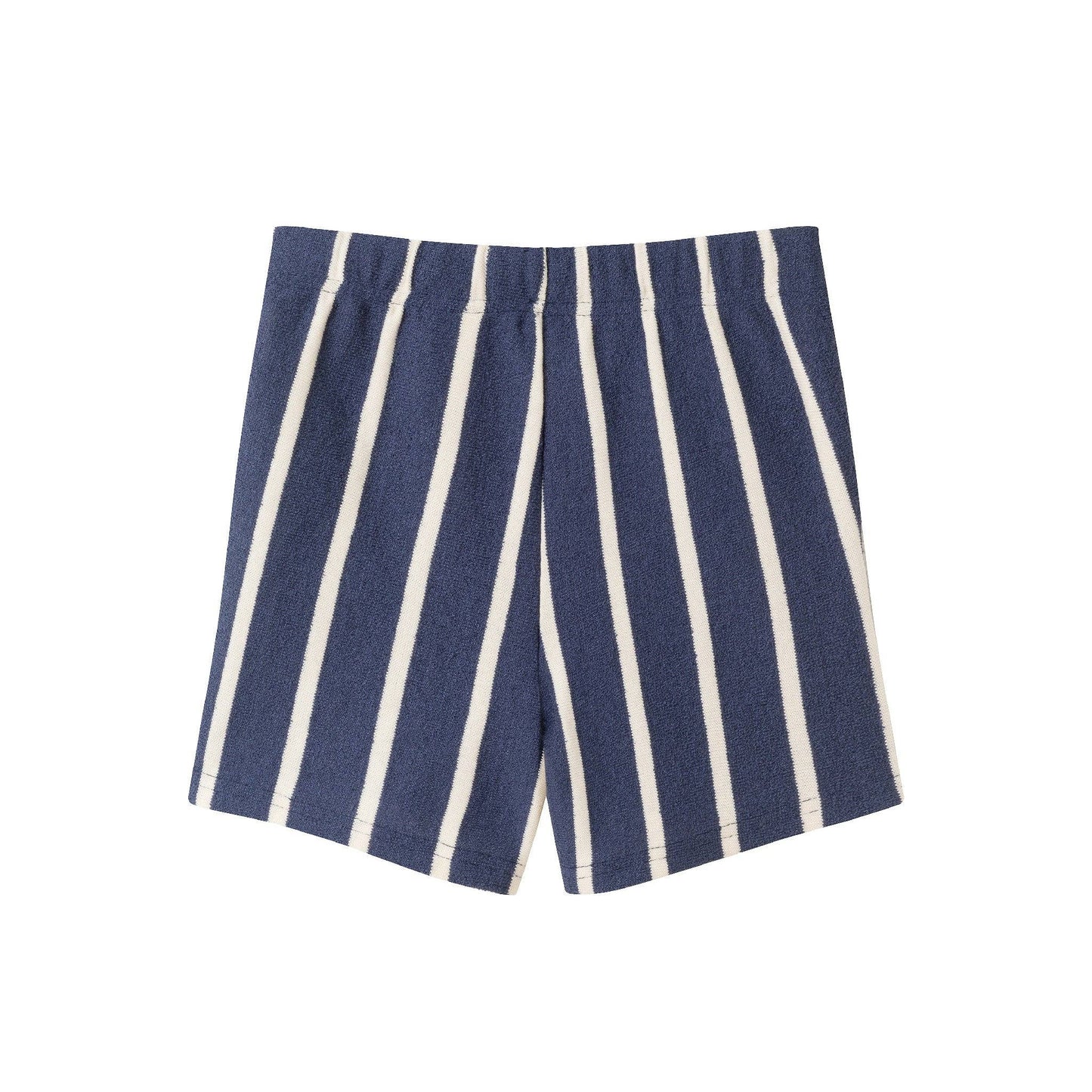 Andy & Evan - Kids Textured Terry Shirt & Short Set | Navy Stripe