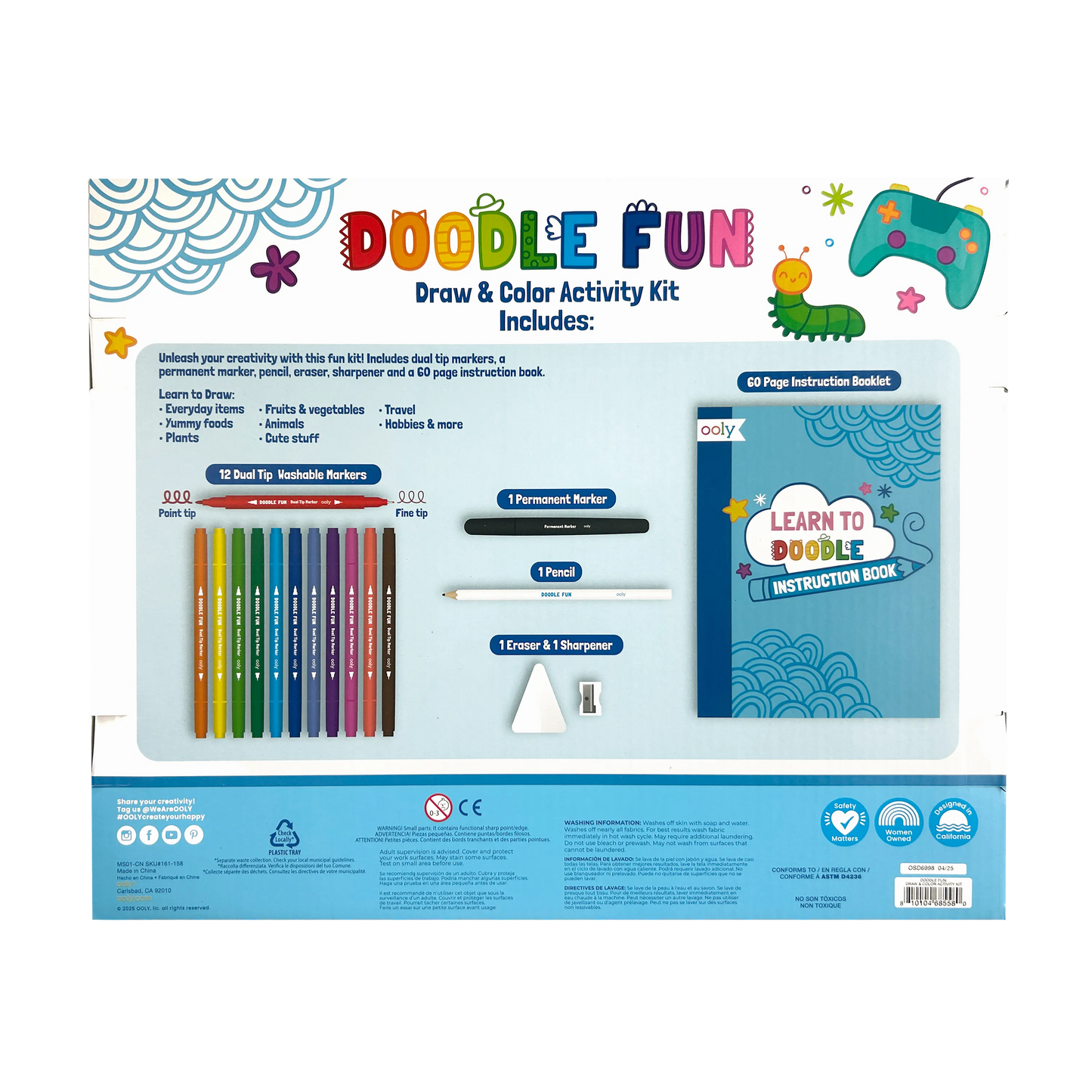OOLY - Doodle Fun: Draw & Color Activity Kit (17 PC Set)