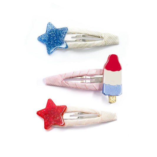 Lilies & Roses NY - Popsicle & Stars Red Blue 4th of July Patriotic Snap Clips