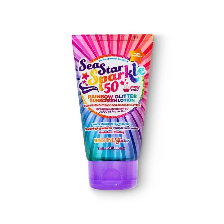 Sunshine & Glitter - Sea Star Sparkle Party Cake SPF 50 Glitter Sunscreen