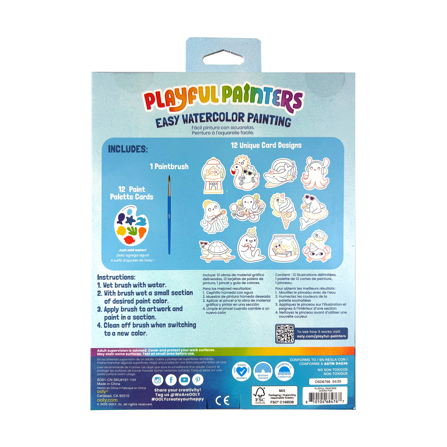 OOLY - Playful Painters: Easy Watercolor Painting Kit - Ocean Pals
