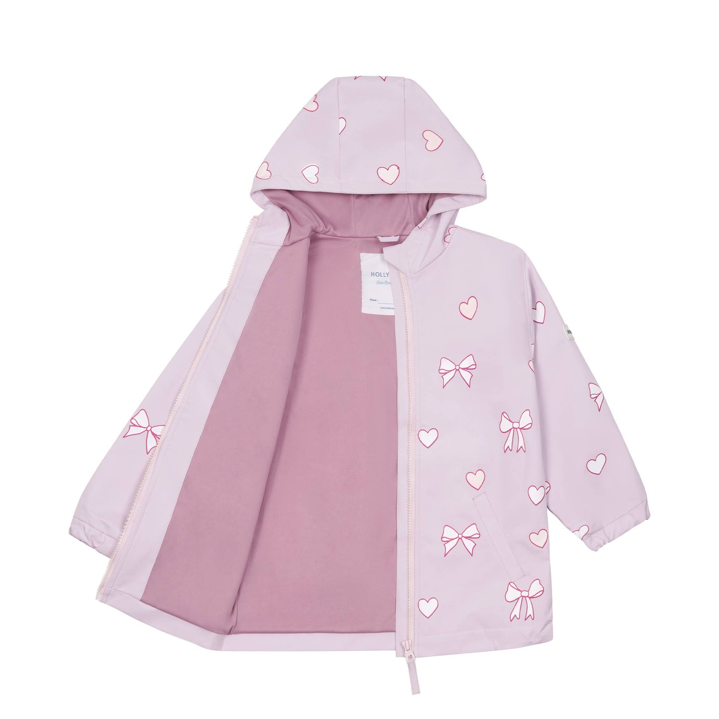 Holly and Beau - Hearts & Bows Color Changing Kids Raincoat