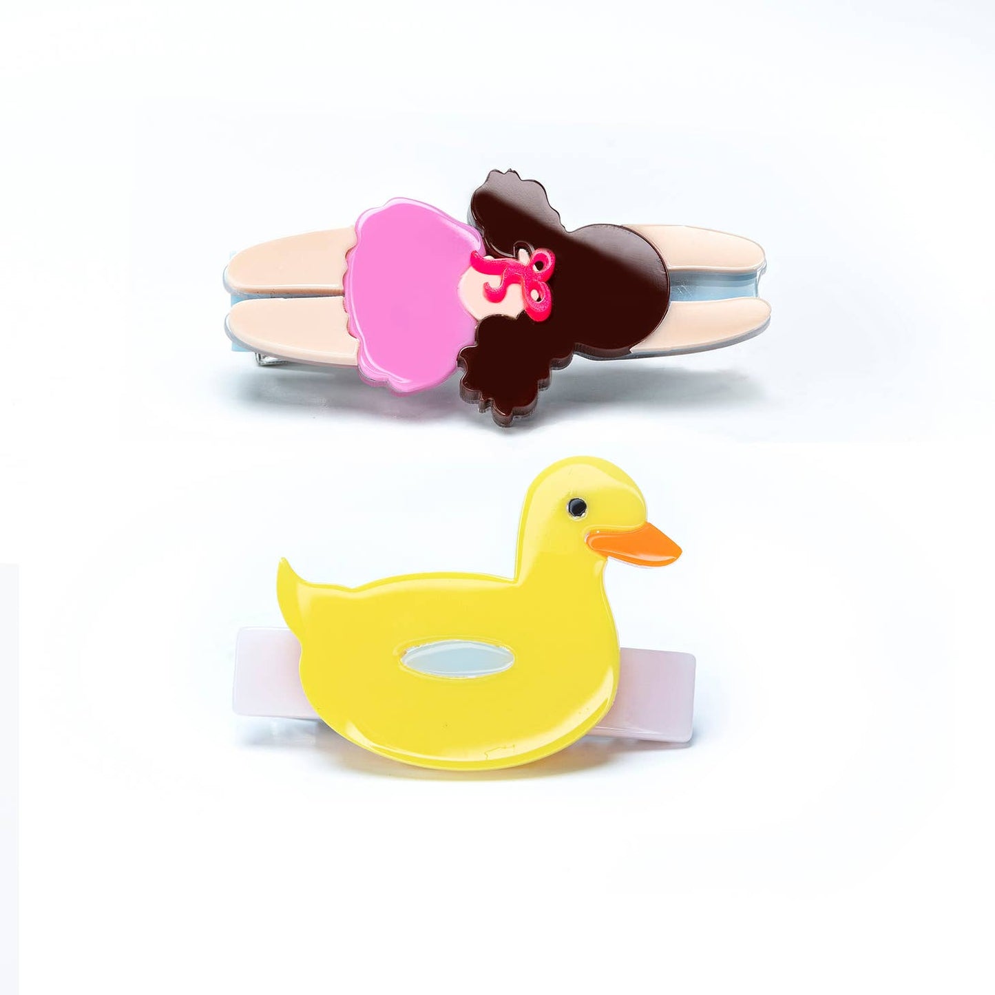 Lilies & Roses Swimming Girl & Duck Float Alligator Clips