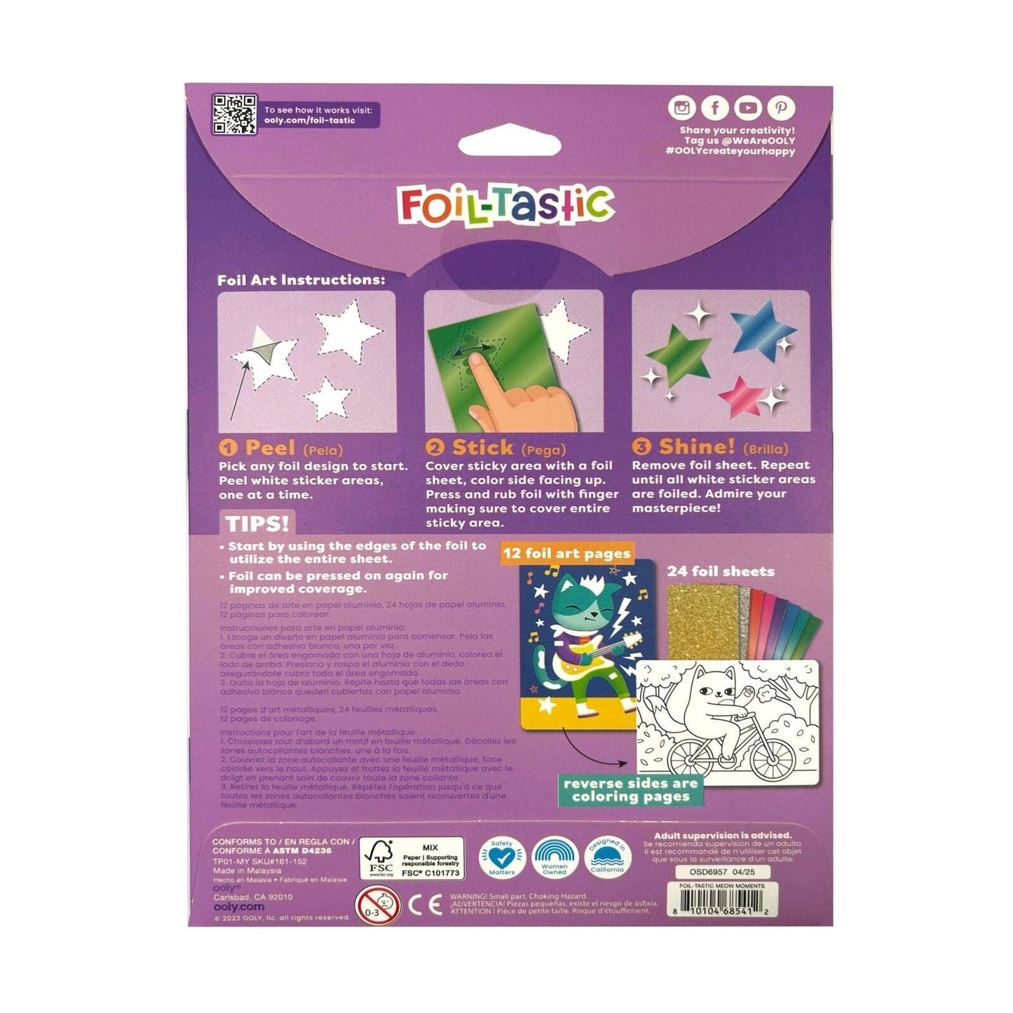 OOLY - Foil-tastic: Foil Art & Coloring Fun - Meow Moments (36 PC Set)