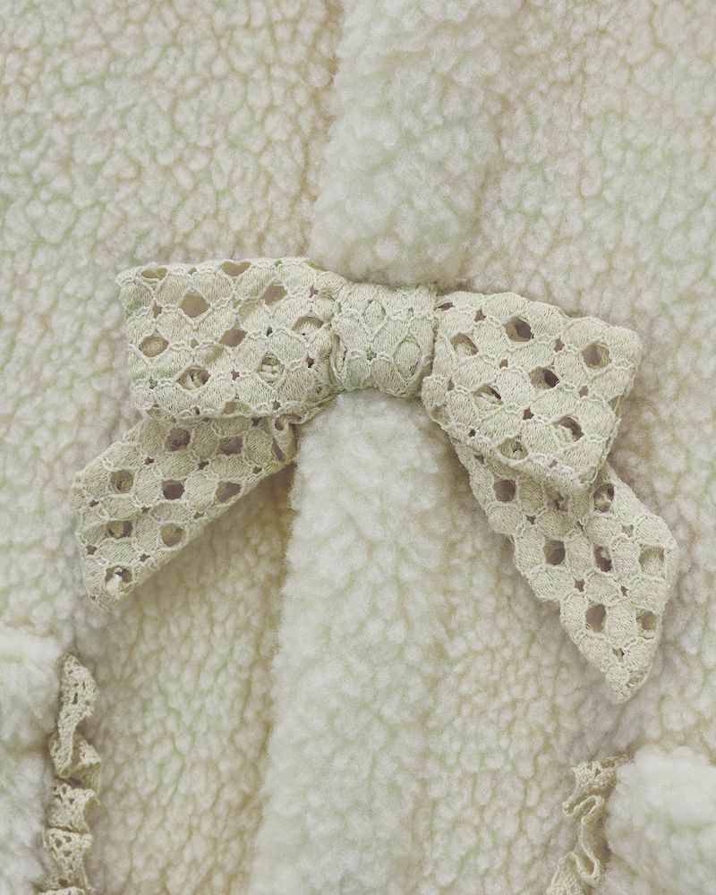 Rylee + Cru Shearling Collared Coat Natural