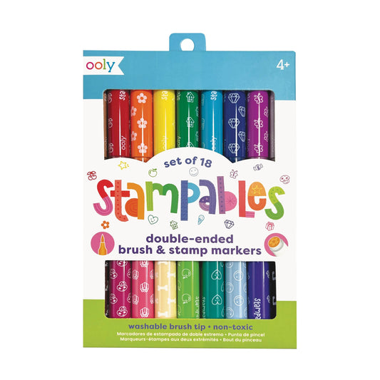 OOLY - Stampables Double-Ended Stamp & Brush Markers: Set of 18