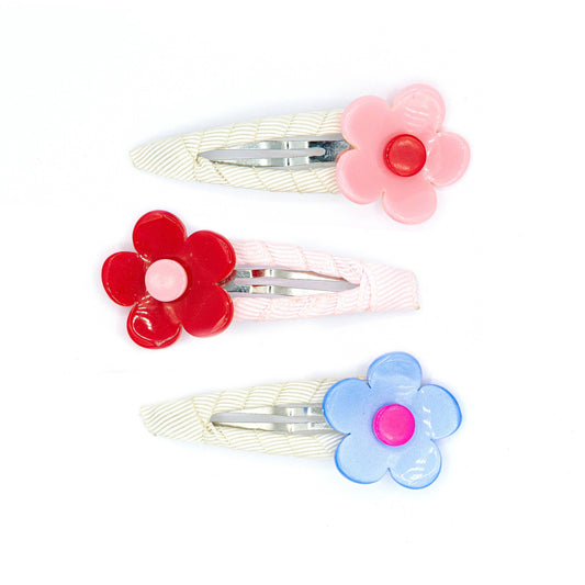 Lilies & Roses NY - Flower Vania in Satin Blue Red Light Pink Hair Clips
