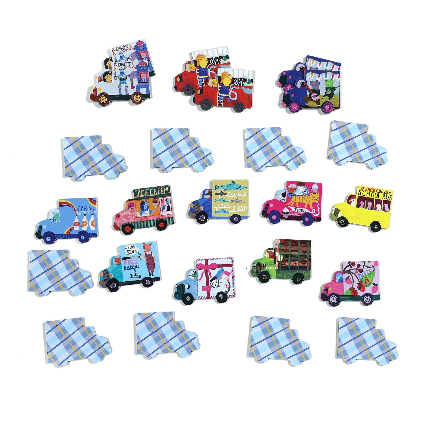 eeBoo - Trucks and a Bus Little Matching Game
