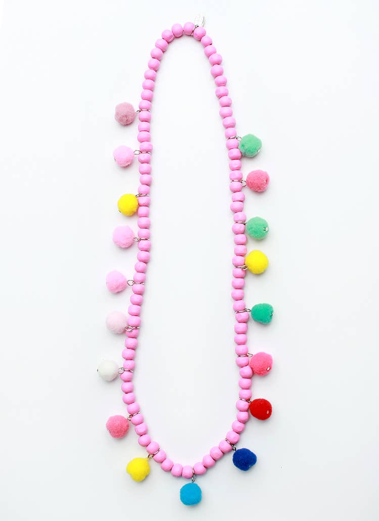 Wooden Pom Pom Necklace