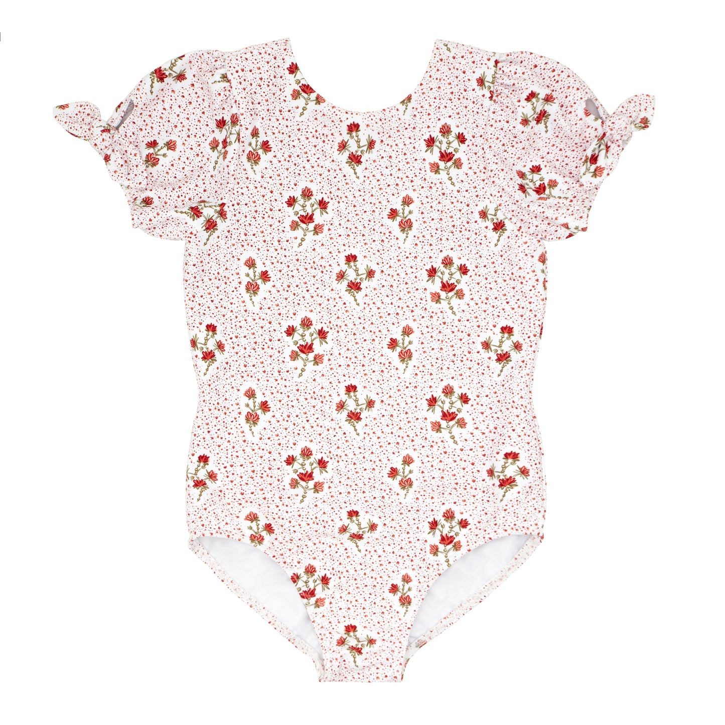 Minnow Girls Puff Sleeve One Piece Raspberry Red