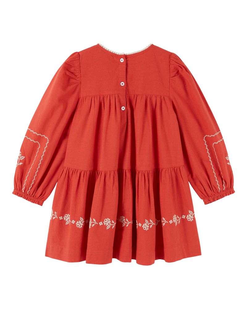 Emile & Ida Embroidered Dress Griotte