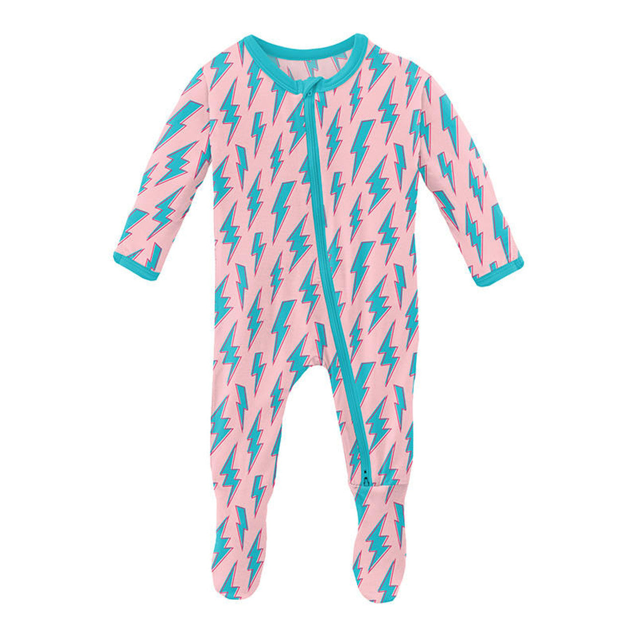 Kickee Pants Print Footie with 2 Way Zipper Lotus Lightning