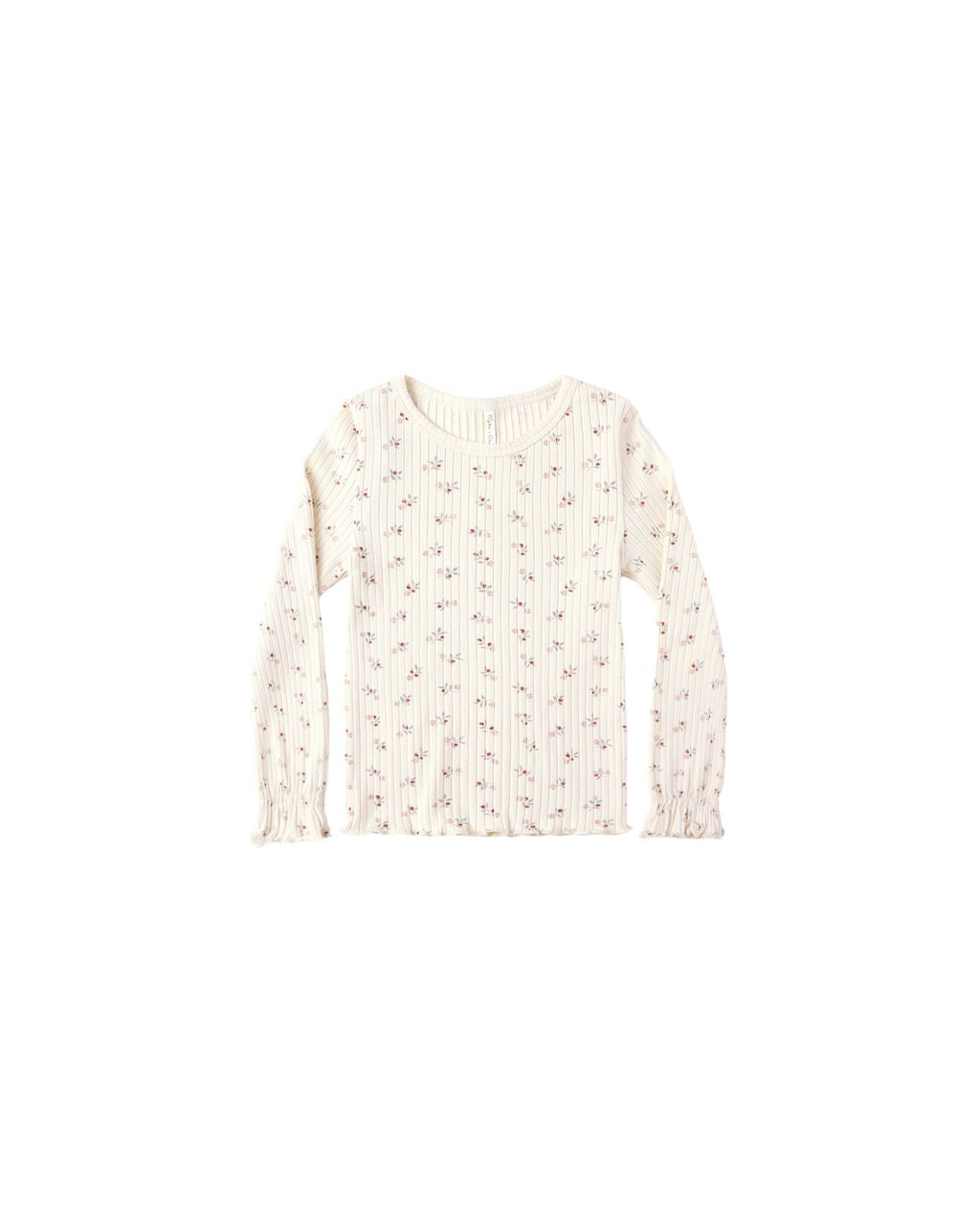 Rylee + Cru Ribbed Long Sleeve Top Natural Ditsy
