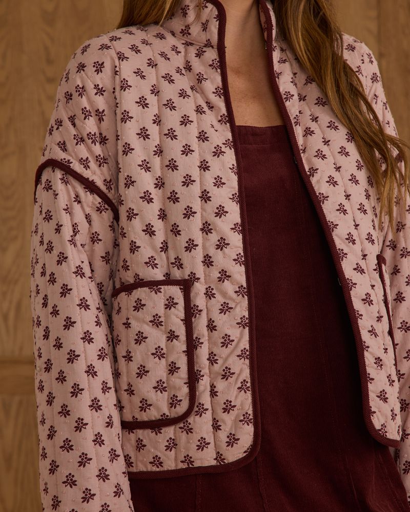 Rylee + Cru Women's Quilted Jacket Blush Fleur