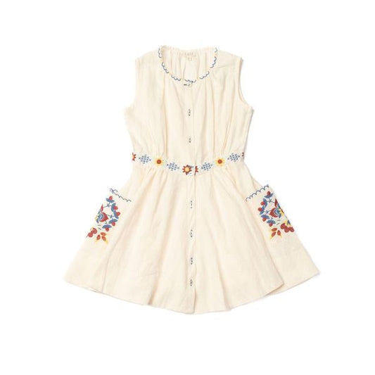 Lali Kids Almond Corset Cover Dress in Almond Embroidery