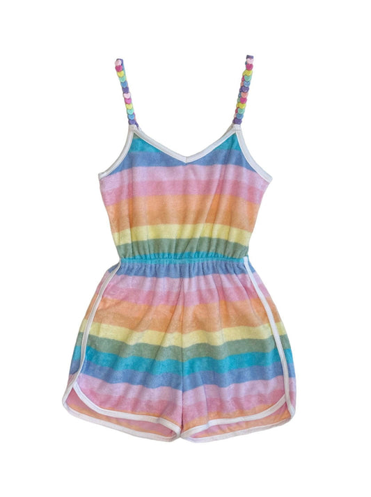Lola and The Boys Pastel Ombre Beaded Hearts Romper