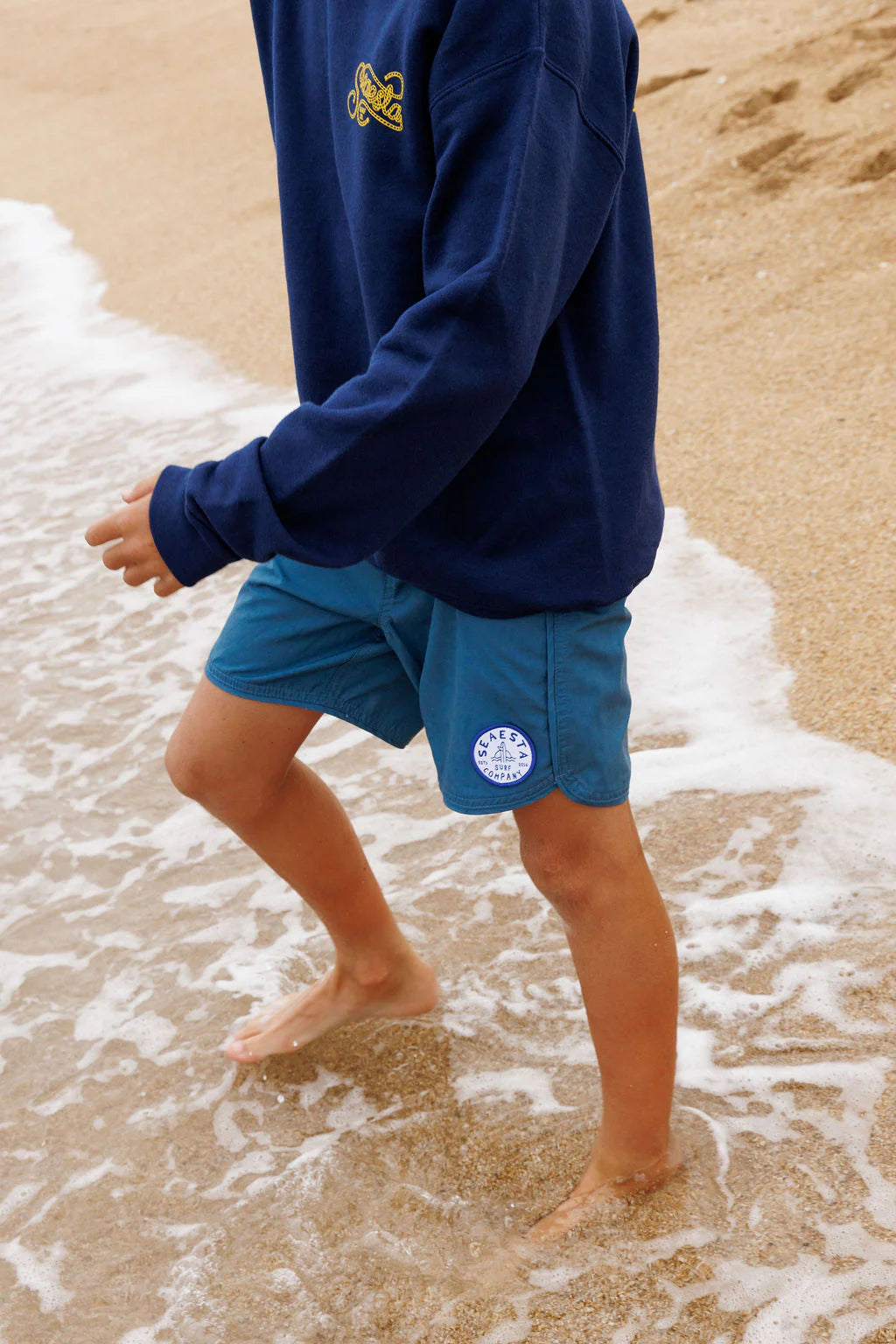 Seaesta Surf Scallop Retro Flare Boardshort - Shoreline Patch Navy Blue