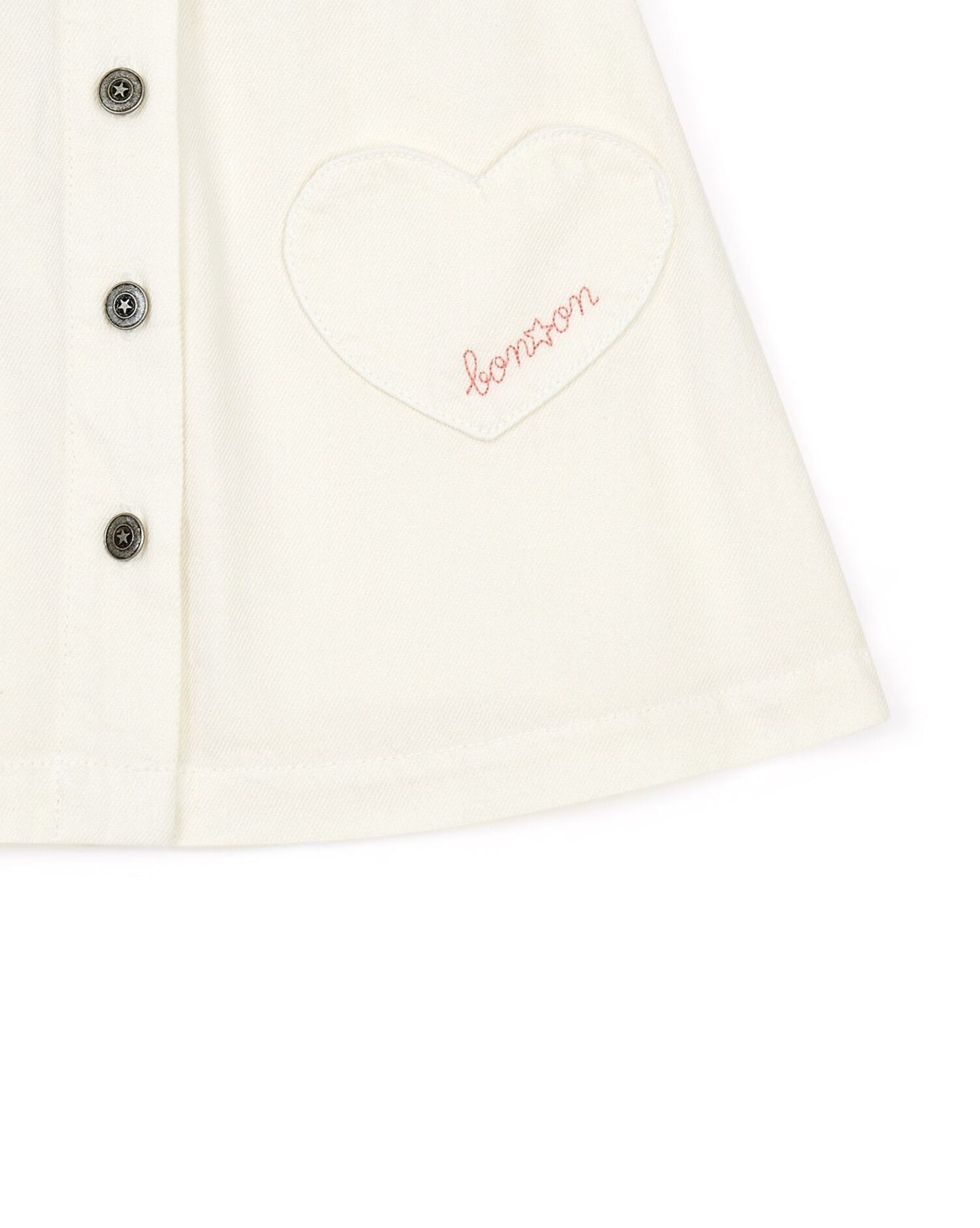 Bonton Cream Jean Skirt with Hearts