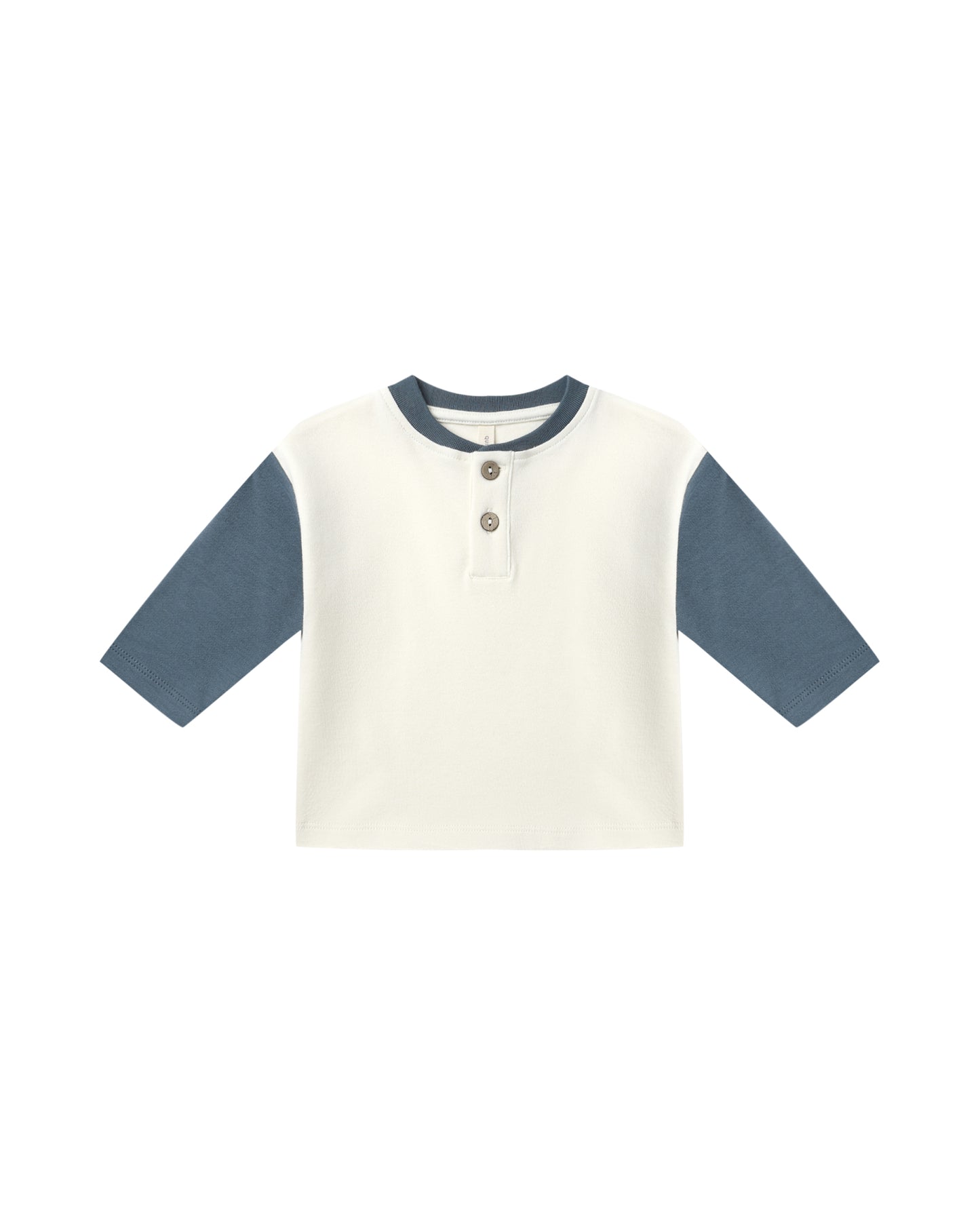 Quincy Mae Long Sleeve Henley Tee Ocean