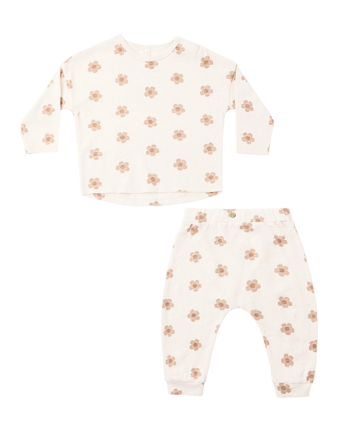 Rylee + Cru long Sleeve Tee + Pant Set Pink Daisies