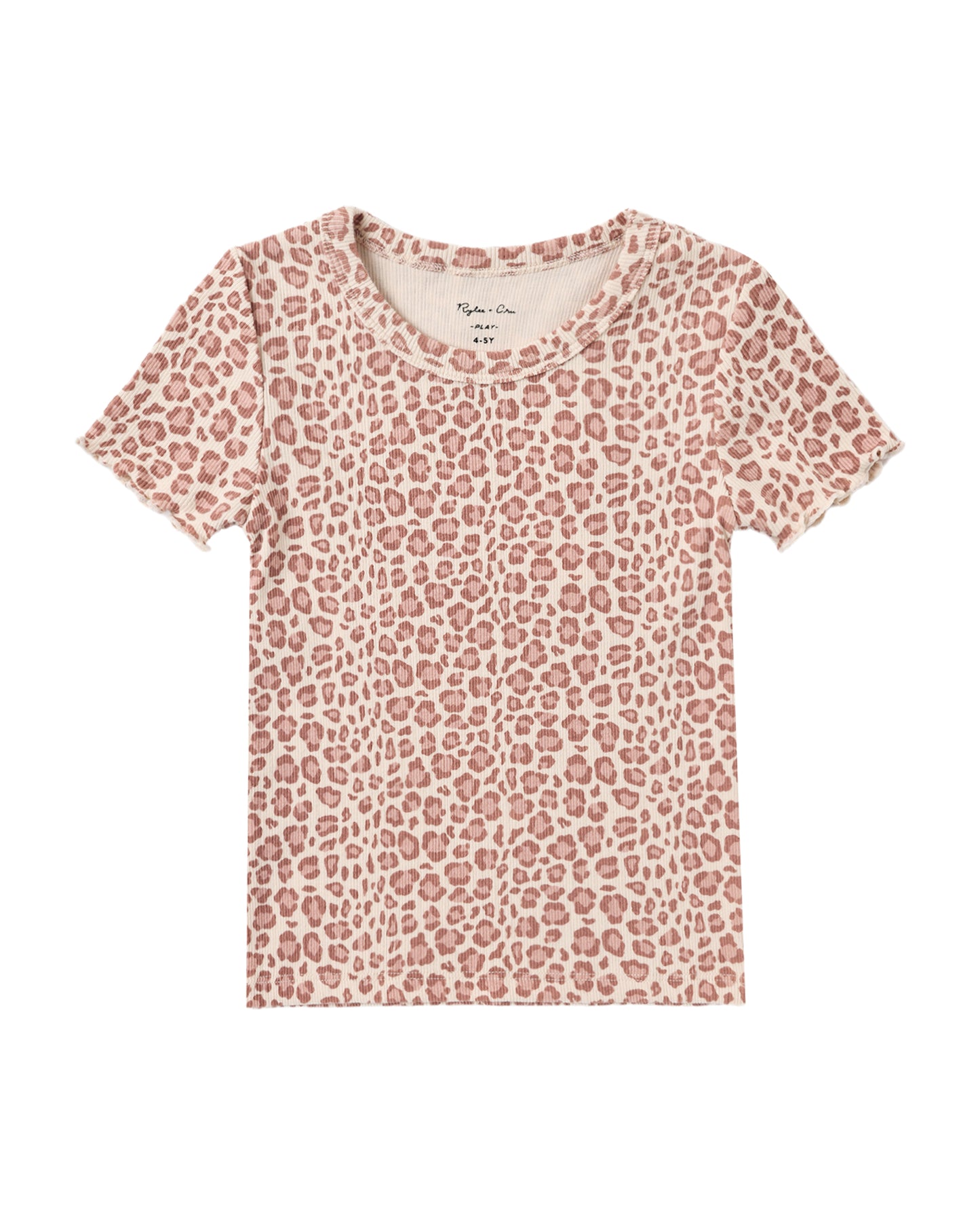 Rylee + Cru Ribbed Basic Tee Pink Leopard