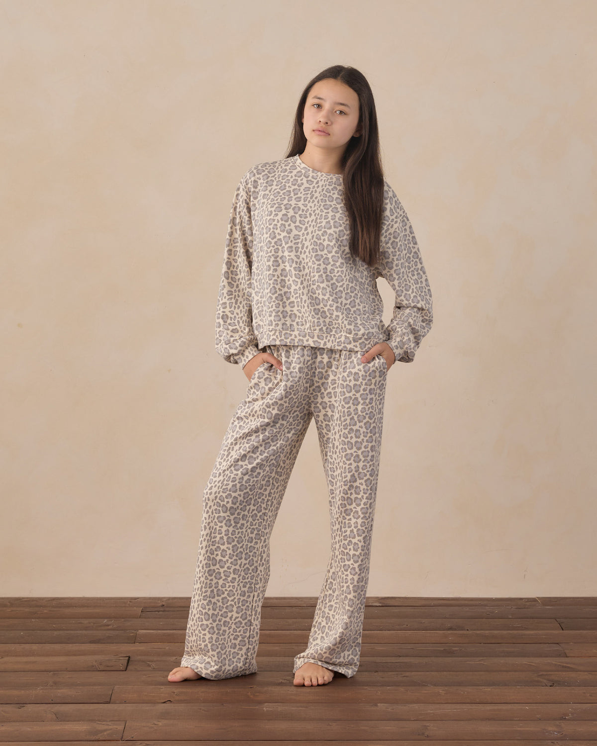 Rylee + Cru Teen Sweatpant Blue Leopard