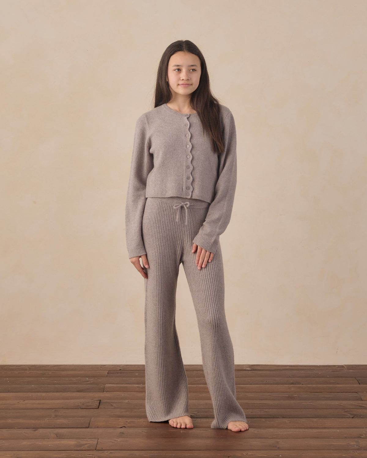 Rylee + Cru Teen Scallop Cardigan Dusty Blue
