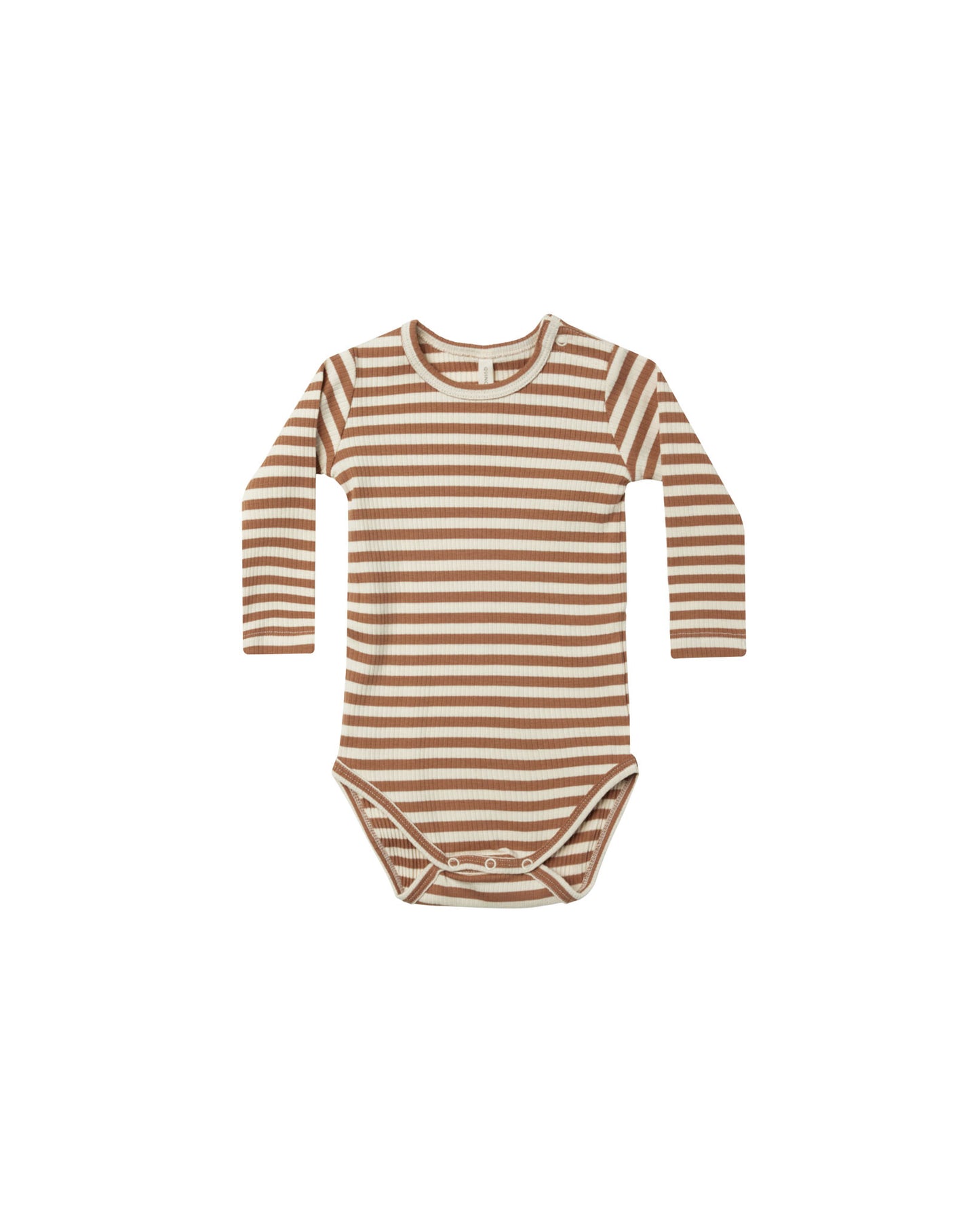 Quincy Mae Ribbed Long Sleeve Bodysuit Cinnamon Stripe