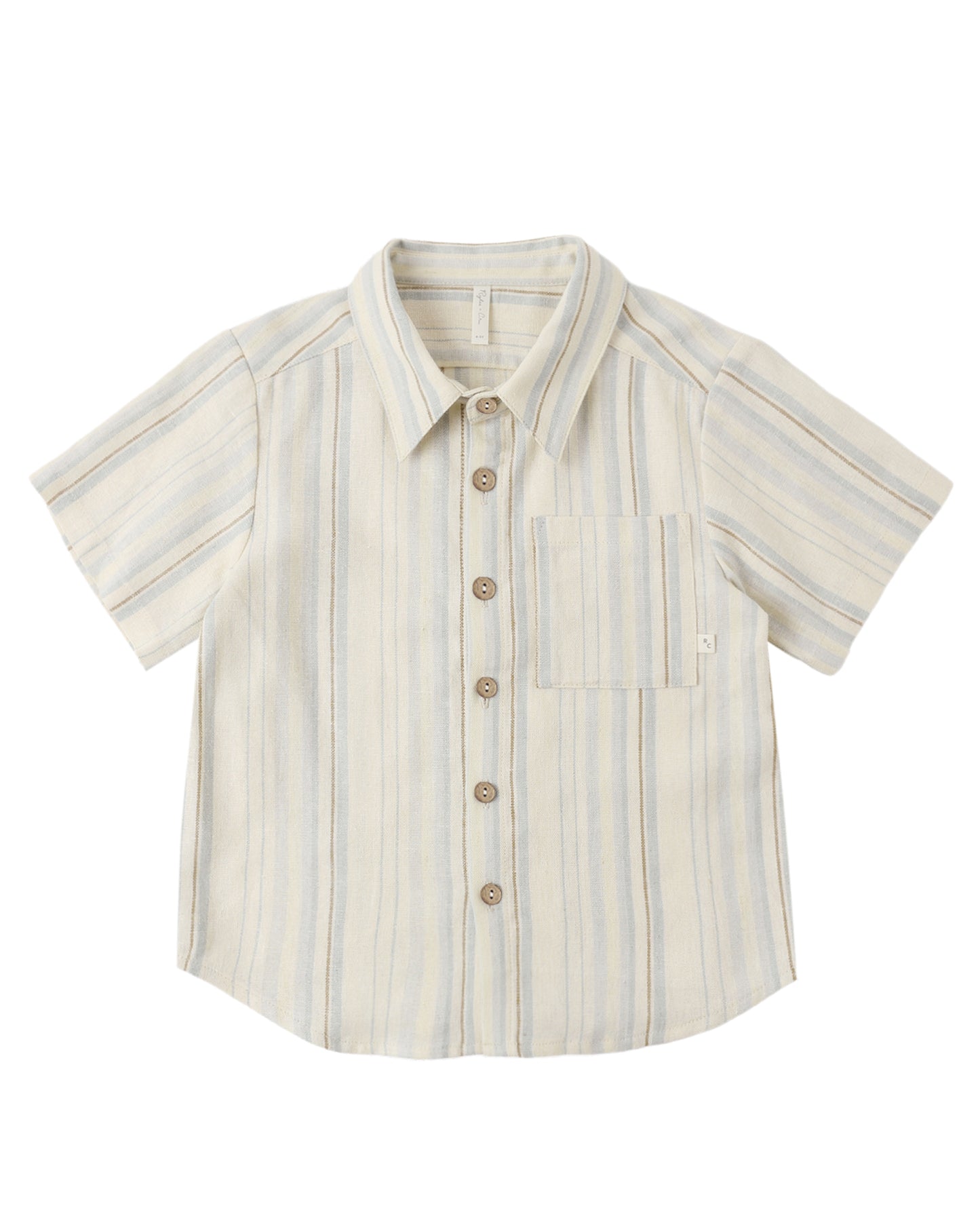 Rylee + Cru Collared Short Sleeve Shirt Sea Stripe Natural