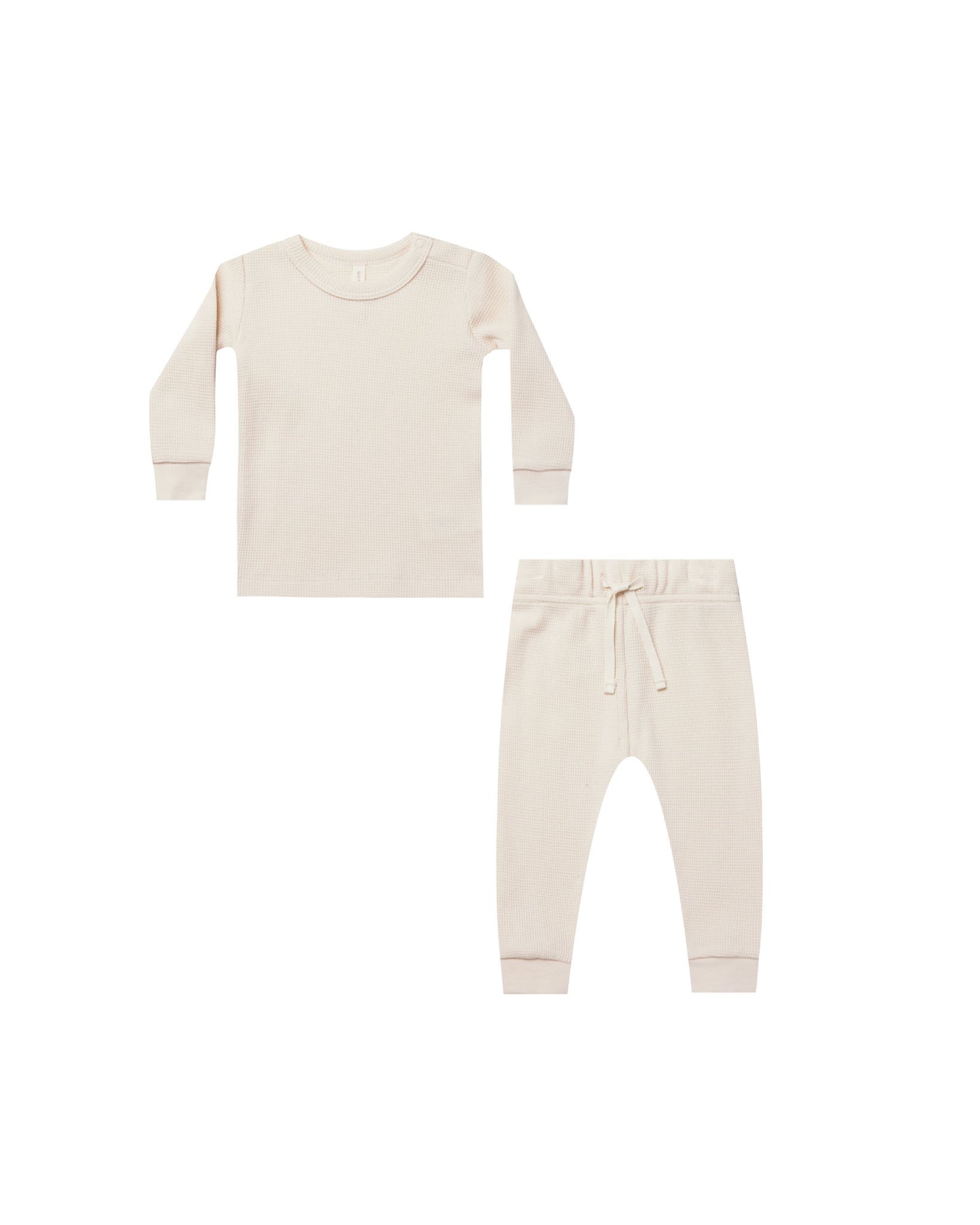 Quincy Mae Waffle Top + Pant Set Natural