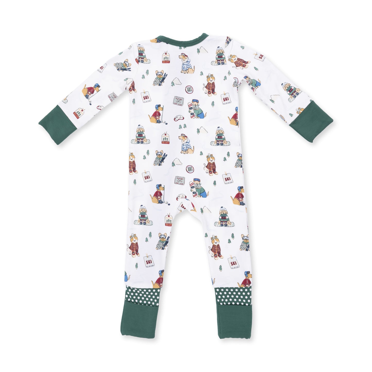 Angel Dear Winter Sports Dogs Green - Convertible Romper