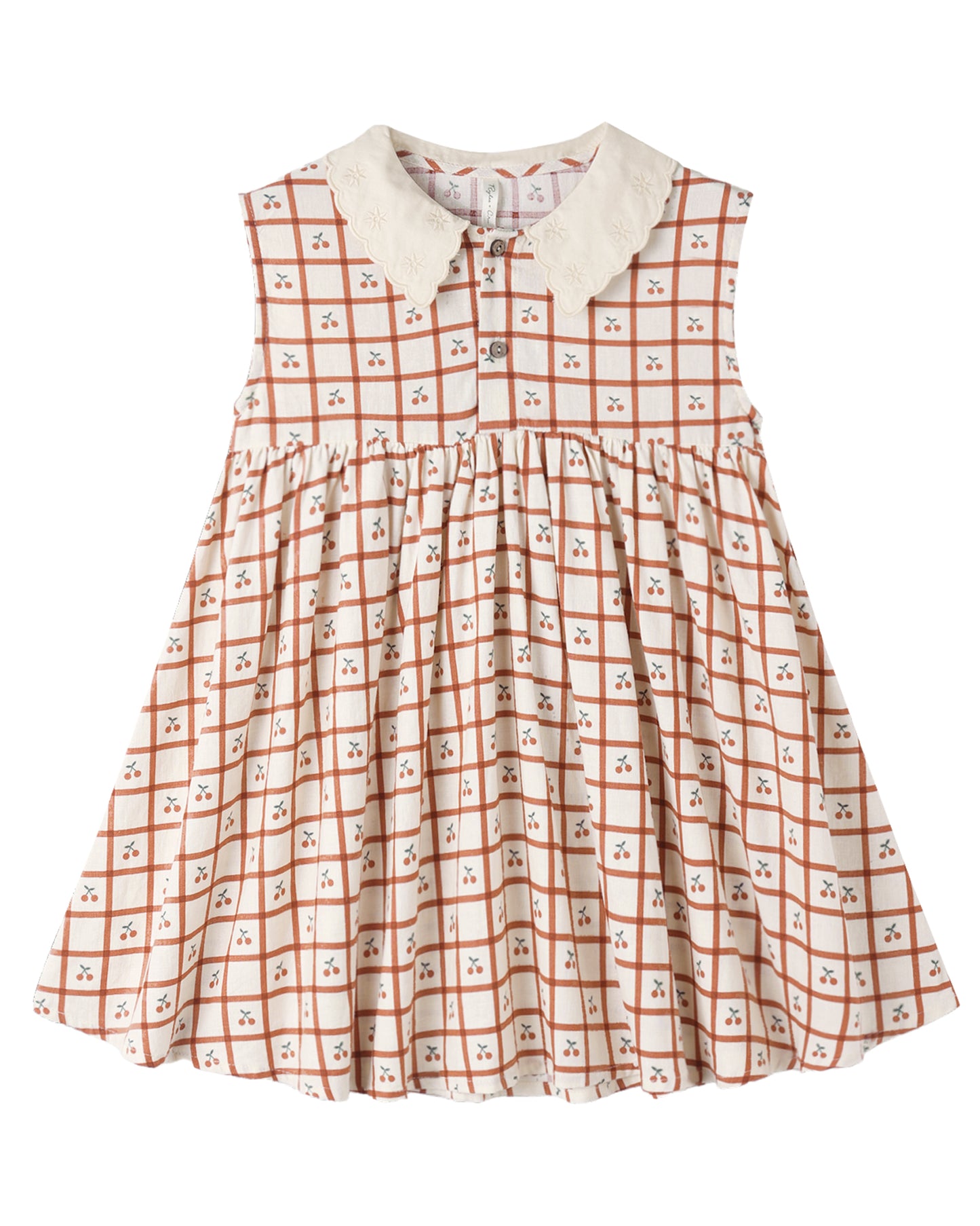 Rylee + Cru Collared Babydoll Dress Cherry Check